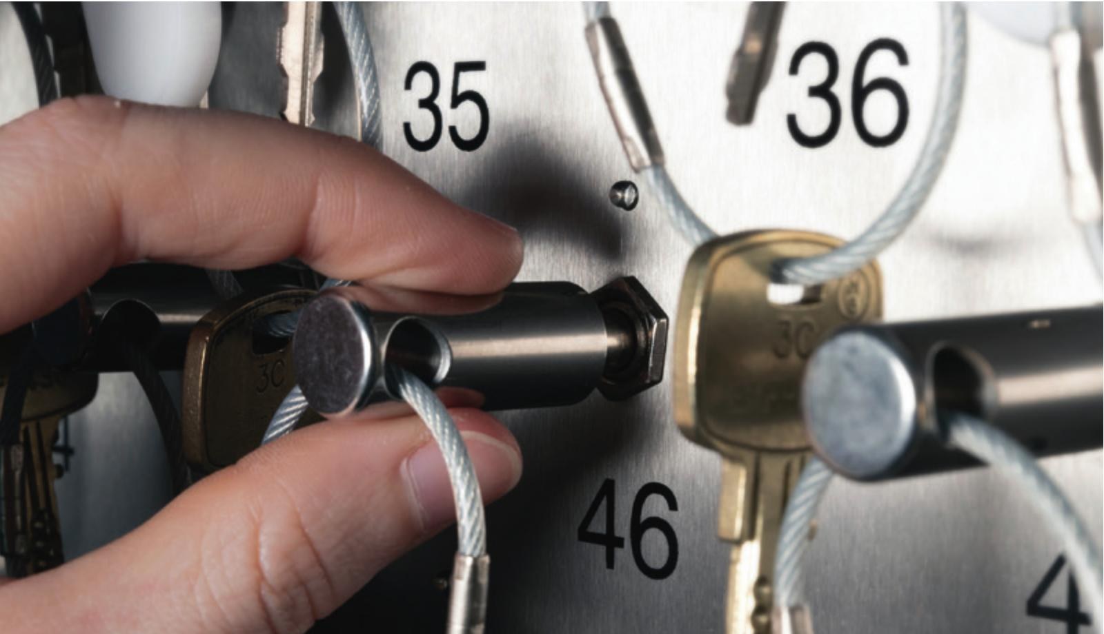 Key management cabinet in use